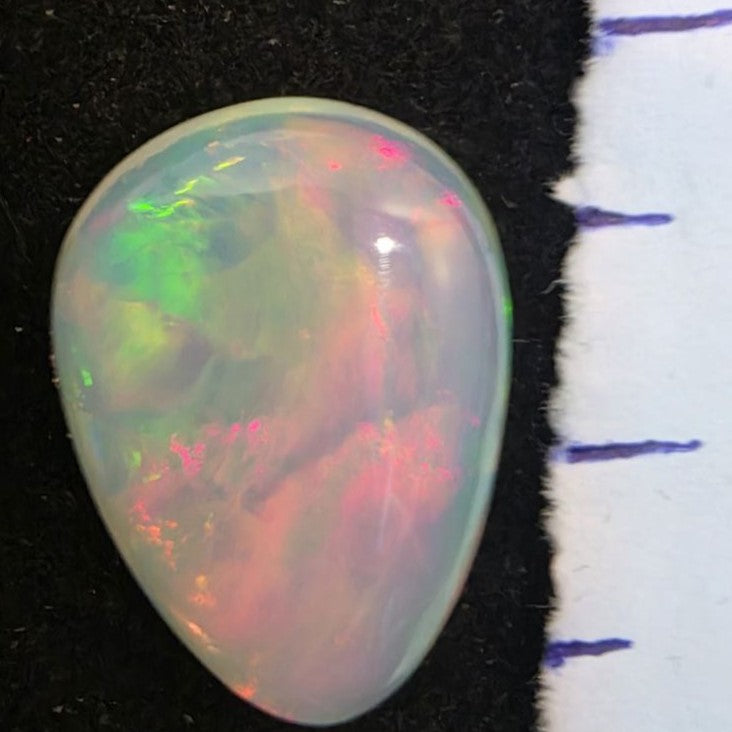 White Opal Ethiopian Welo, 8.05 ct pear polished, natural