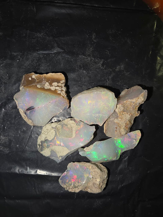 Micro-lot rough, 6 stones Mixed Opal Ethiopian Welo, 88.5 ct rough, natural