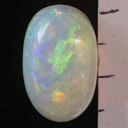White Opal special Ethiopian Welo, 5.8 ct oval polished, natural, intense Play-of-Colour