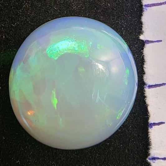 White Opal Ethiopian Welo, 17 ct round polished, natural