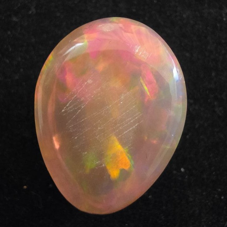 Black Opal special Ethiopian Welo, 14.35 ct pear polished, natural, intense Play-of-Colour