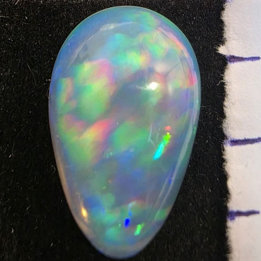White Opal Ethiopian Welo, 10.8 ct pear polished, natural