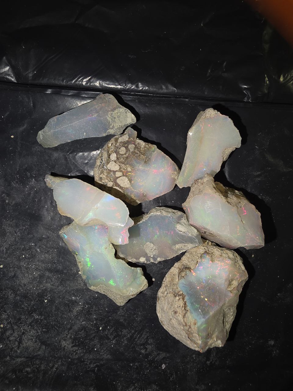 Micro-lot rough 8 stones Mixed Opal Ethiopian Welo, 116 ct rough, natural