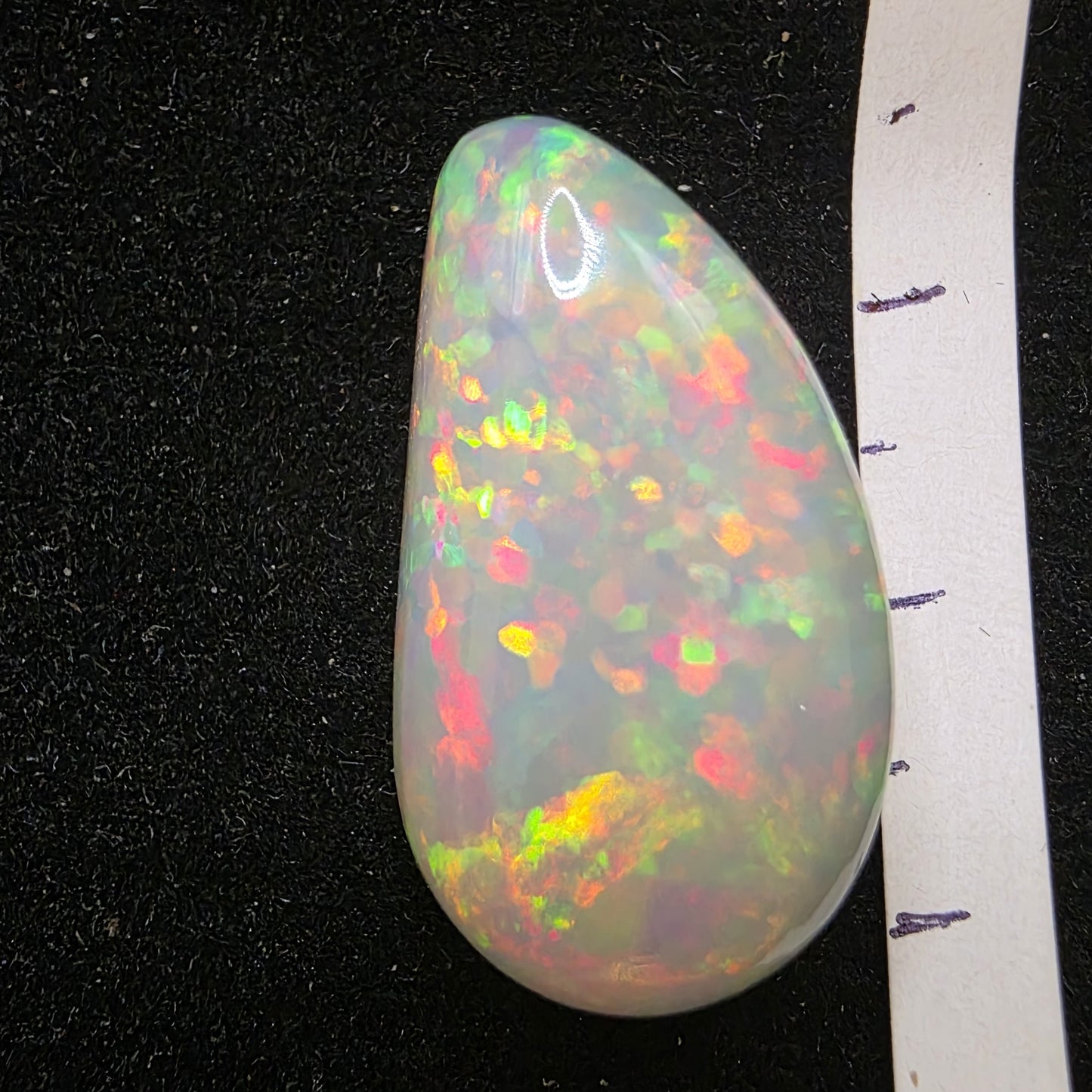 White Opal special Ethiopian Welo, 18.3 ct freeform polished, natural, intense Play-of-Colour