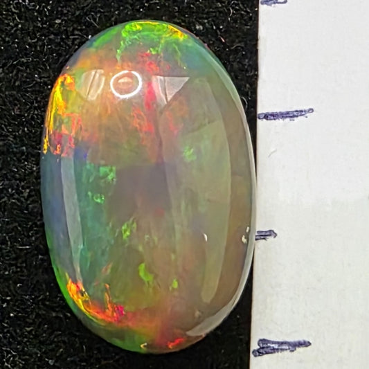 Black Opal special Ethiopian Welo, 3.65 ct oval polished, natural, intense Play-of-Colour