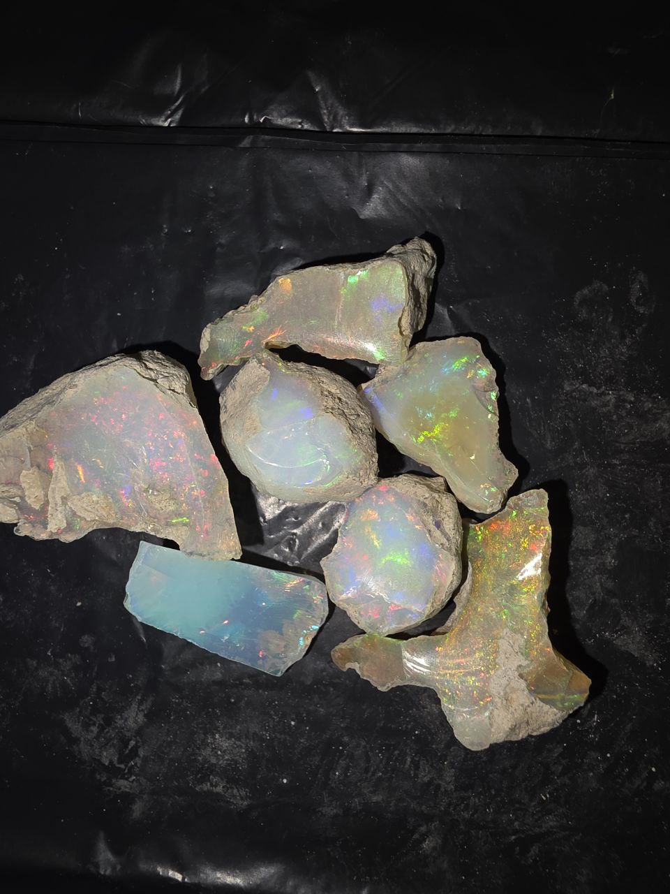Micro-lot rough, 6 stones Mixed Opal Ethiopian Welo, 79 ct rough, natural