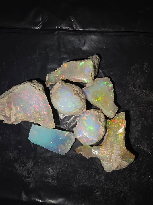Micro-lot rough, 6 stones Mixed Opal Ethiopian Welo, 79 ct rough, natural