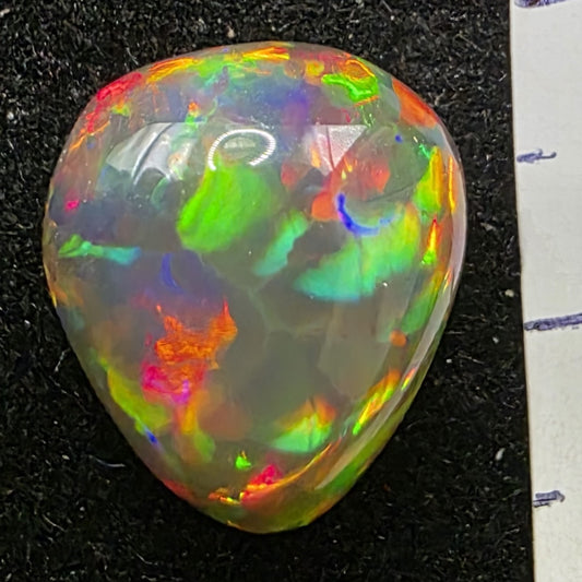 Black Opal special Ethiopian Welo, 5.6 ct pear polished, natural, intense Play-of-Colour