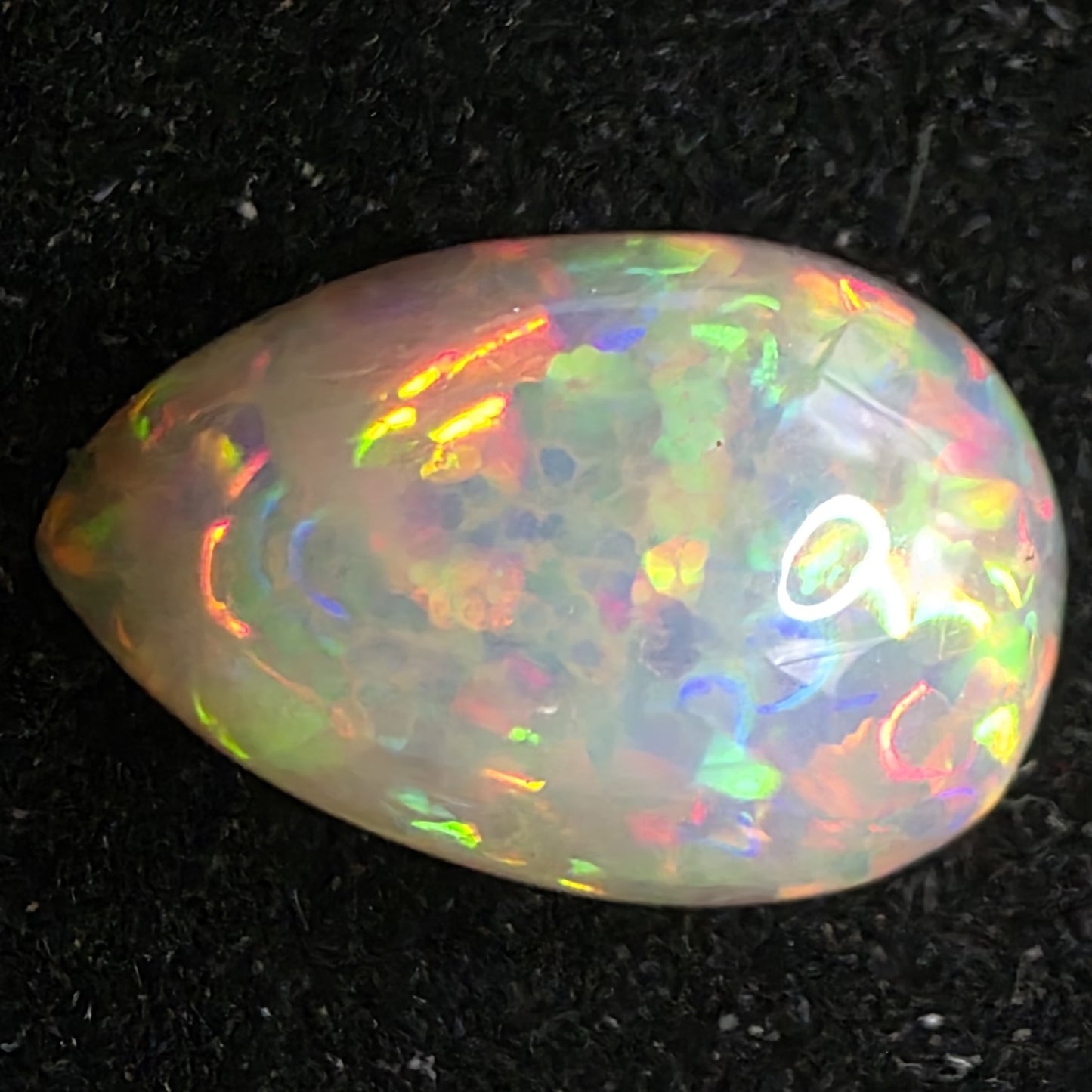 Black Opal special Ethiopian Welo, 3.55 ct pear polished, natural, intense Play-of-Colour