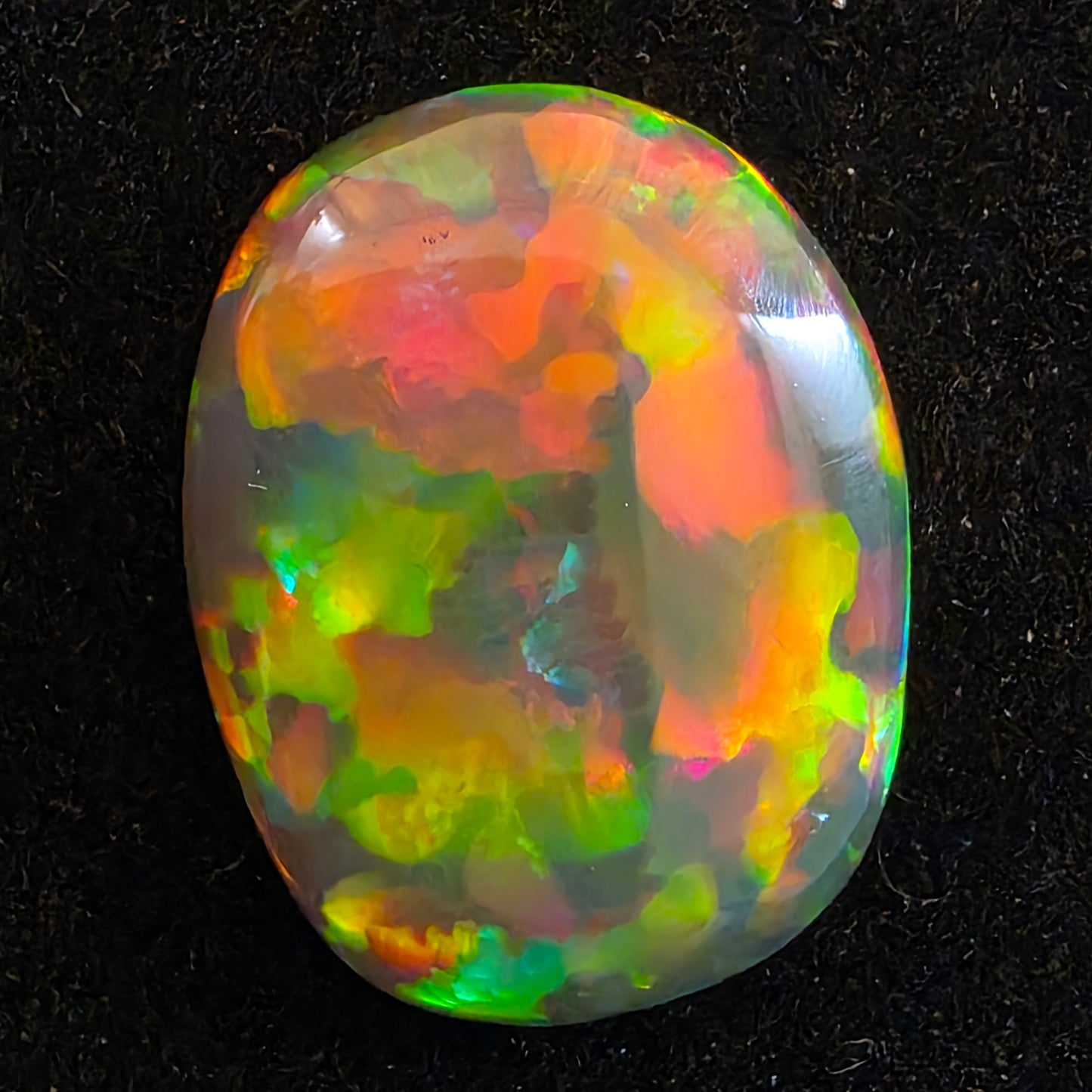 Perfect! Black Opal outstanding Ethiopian Welo, 7.3 ct freeform polished, natural, intense Play-of-Colour