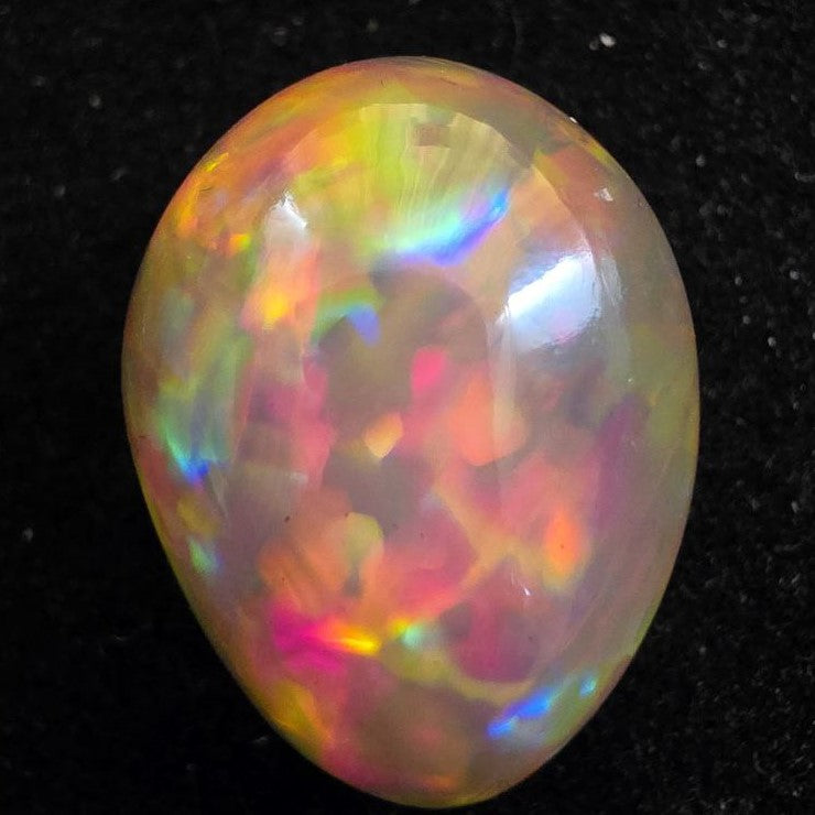 Black Opal special Ethiopian Welo, 14.35 ct pear polished, natural, intense Play-of-Colour