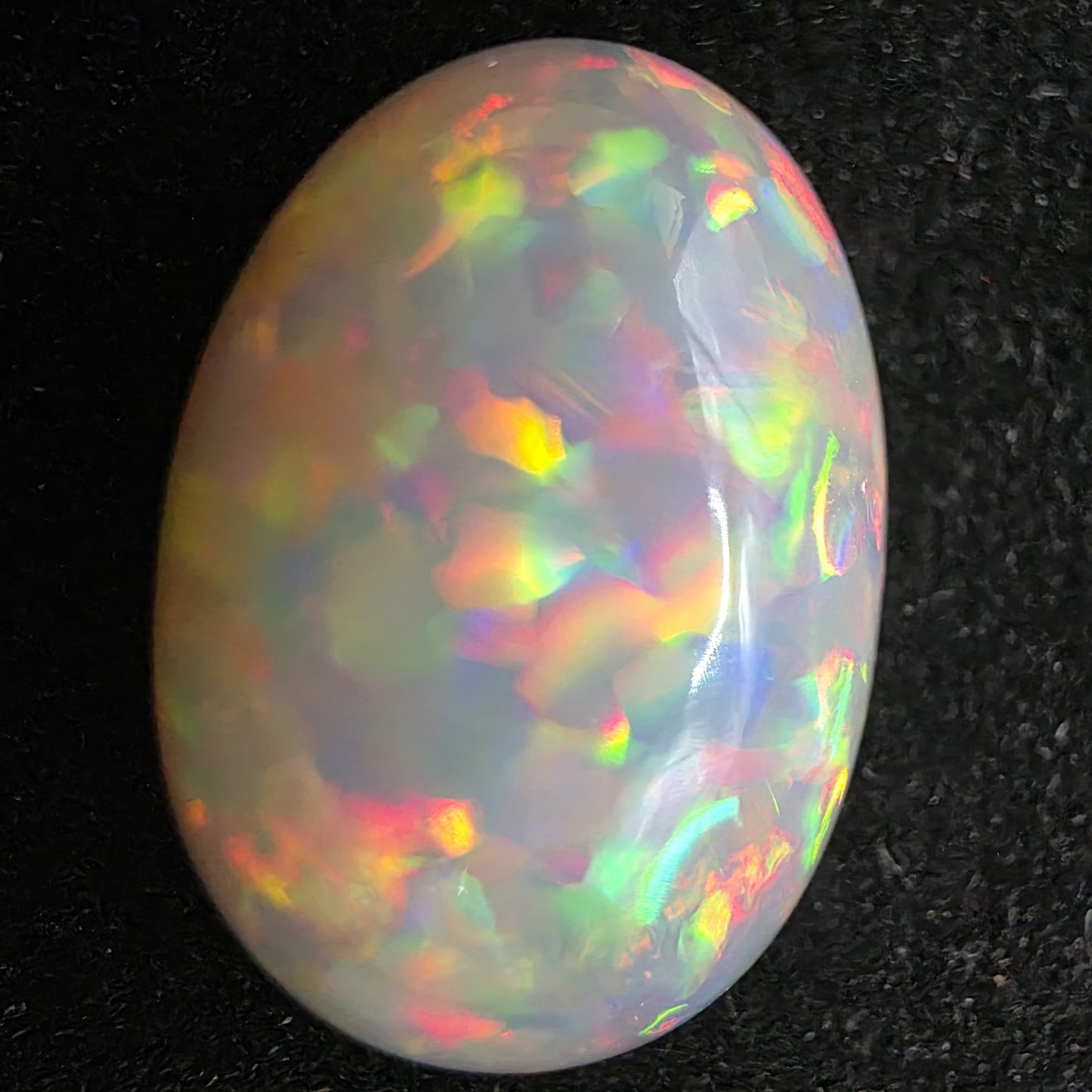 Black Opal special Ethiopian Welo, 12.1 ct oval polished, natural, intense Play-of-Colour