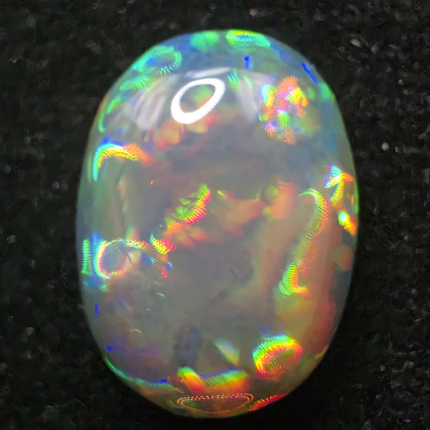 Black Opal special Ethiopian Welo, 5.4 ct oval polished, natural, intense Play-of-Colour