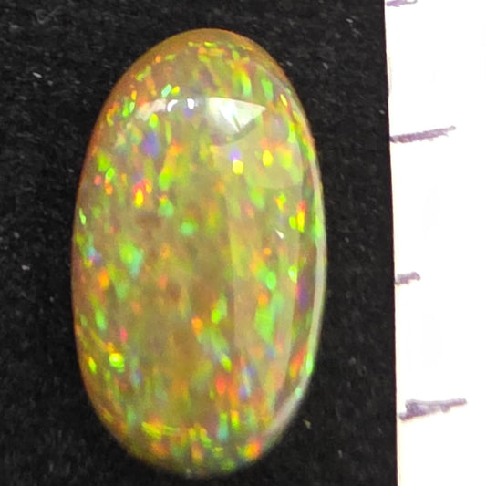 Black Opal special Ethiopian Welo, 4.1 ct oval polished, natural, intense Play-of-Colour