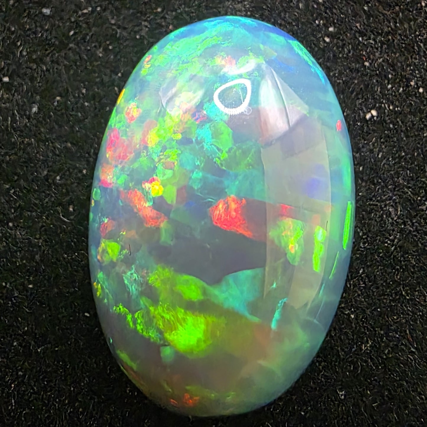 Honeycomb Black Opal special Ethiopian Welo, 8.05 ct oval polished, natural, intense Play-of-Colour