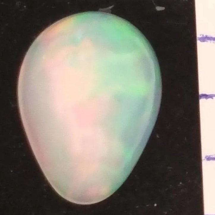 White Opal Ethiopian Welo, 6.25 ct pear polished, natural