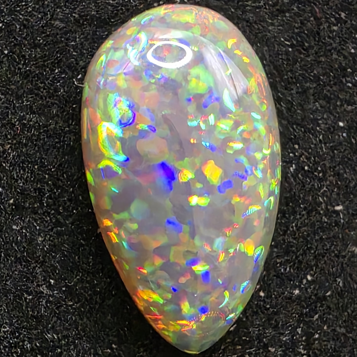 Black Opal special Ethiopian Welo, 3.85 ct pear polished, natural, intense Play-of-Colour