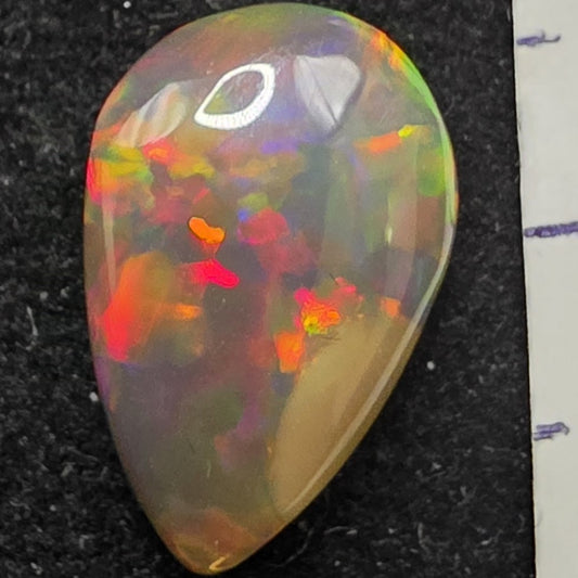 Black Opal special Ethiopian Welo, 2.7 ct pear polished, natural, intense Play-of-Colour