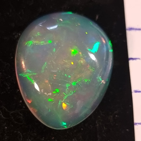 White Opal Ethiopian Welo, 6.85 ct pear polished, natural