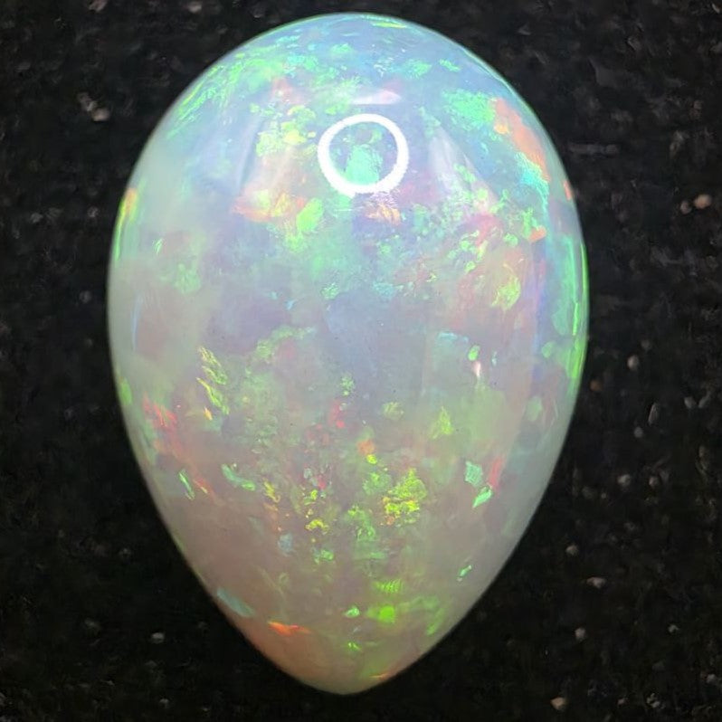 White Opal Ethiopian Welo, 8.35 ct pear polished, natural