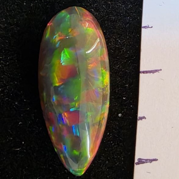 Perfect! Black Opal outstanding Ethiopian Welo, 3.45 ct pear polished, natural, intense Play-of-Colour