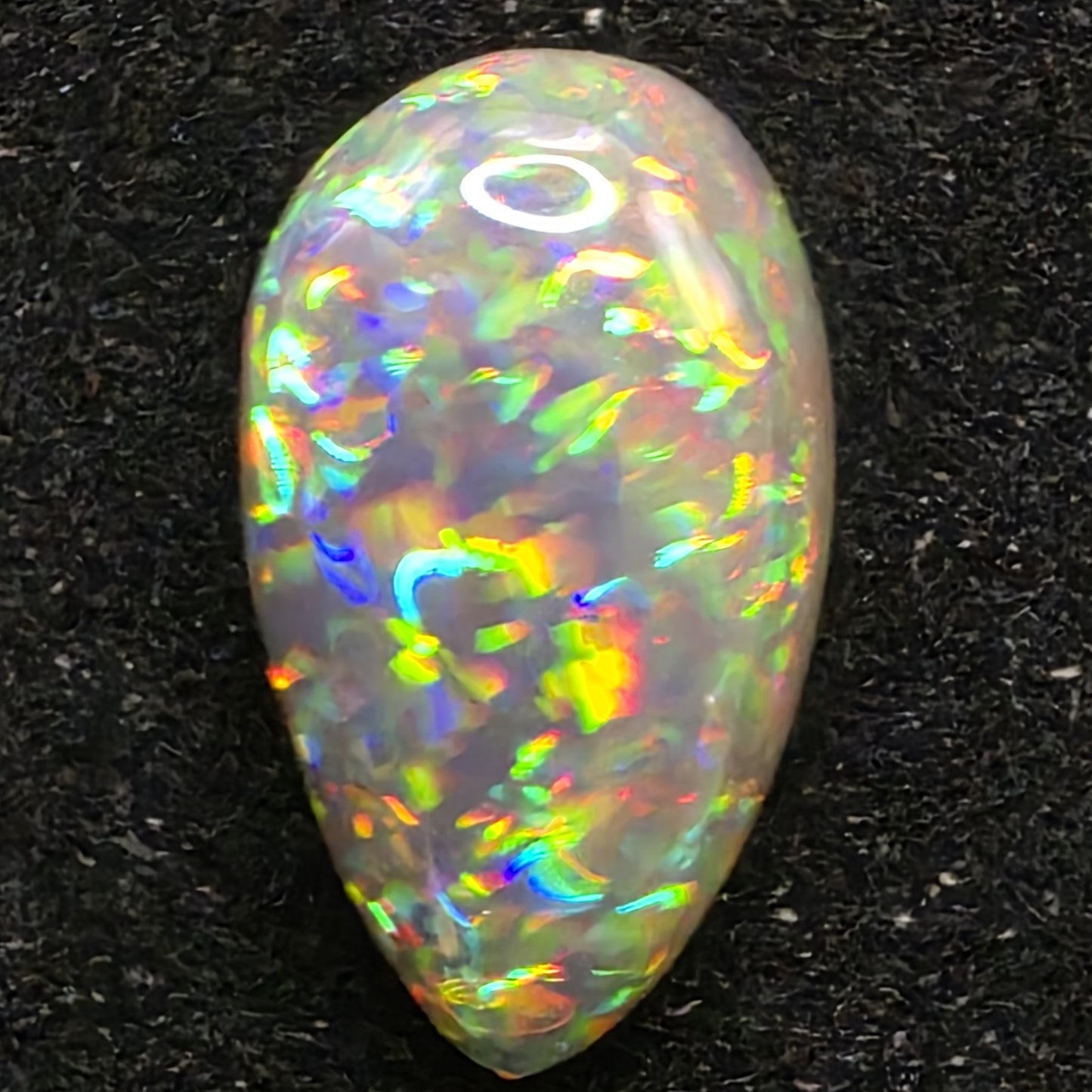 Black Opal special Ethiopian Welo, 3.85 ct pear polished, natural, intense Play-of-Colour