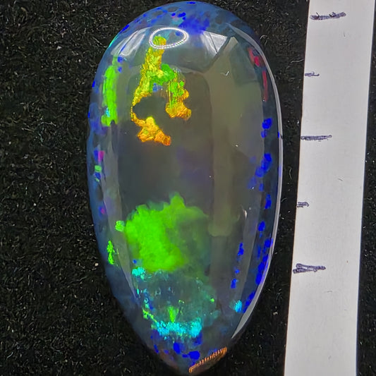 Black Opal special Ethiopian Welo, 17.45 ct pear polished, natural, intense Play-of-Colour