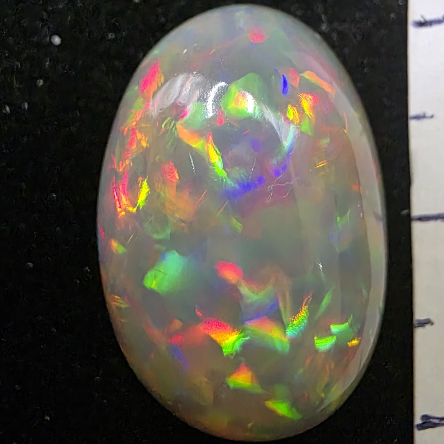 Black Opal special Ethiopian Welo, 12.1 ct oval polished, natural, intense Play-of-Colour