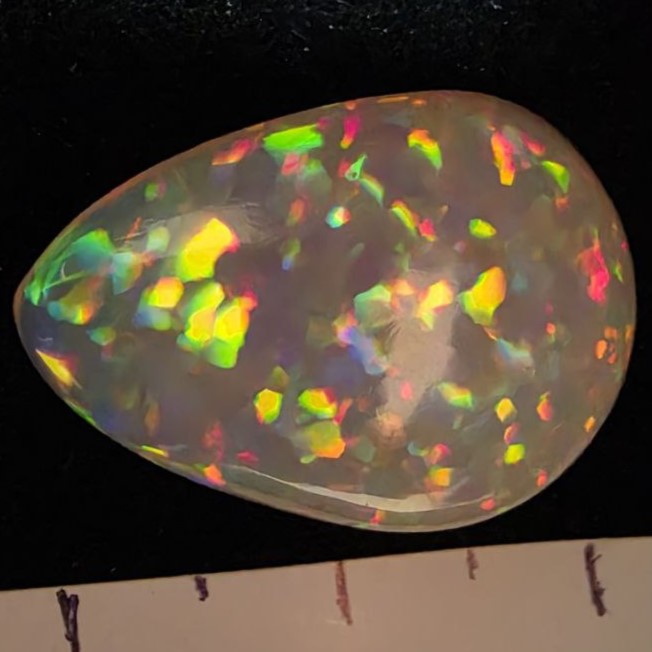 Perfect! White Opal outstanding Ethiopian Welo, 12.1 ct pear polished, natural, intense Play-of-Colour