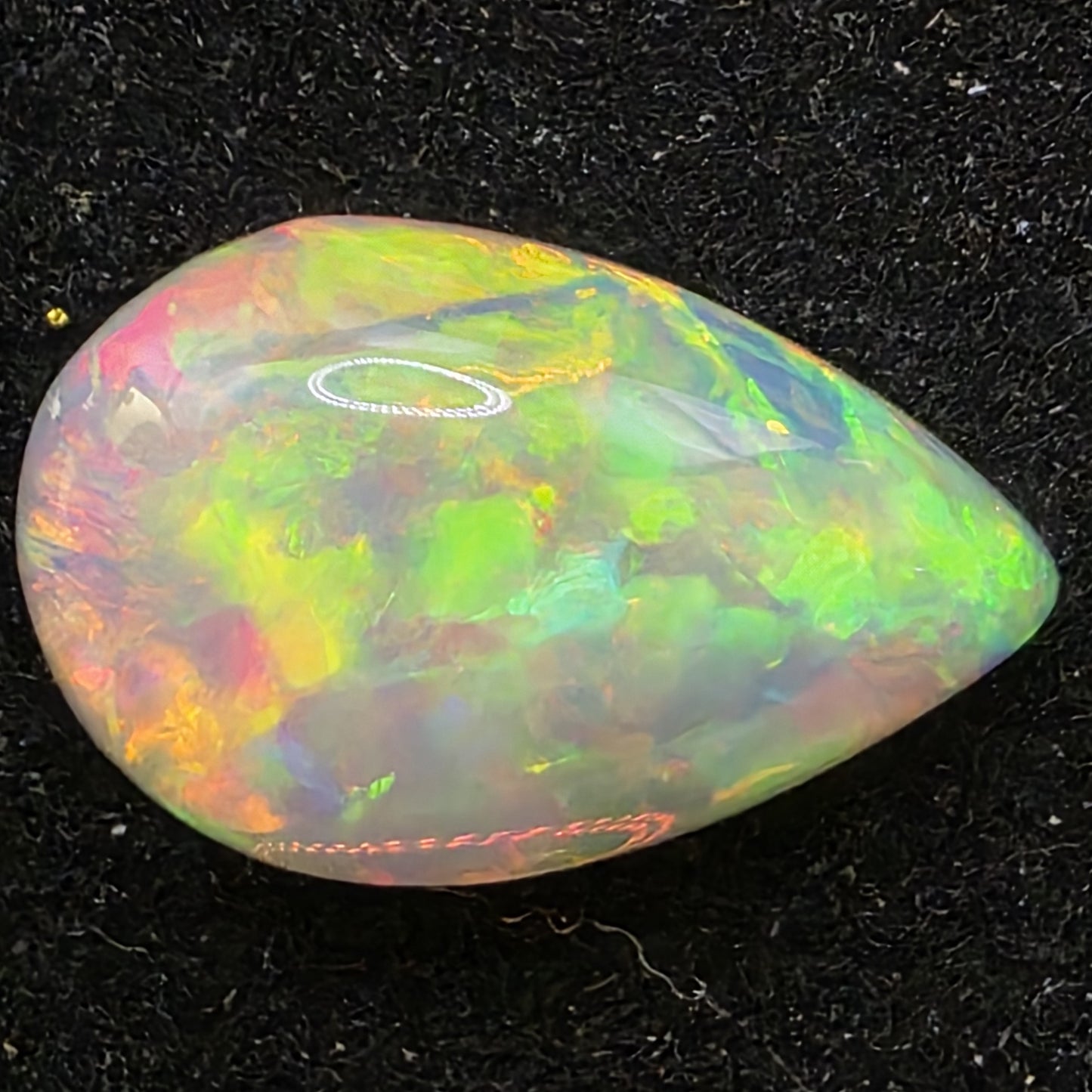 Black Opal special Ethiopian Welo, 4.15 ct pear polished, natural, intense Play-of-Colour