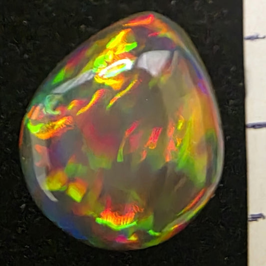 Black Opal special Ethiopian Welo, 3.7 ct pear polished, natural, intense Play-of-Colour