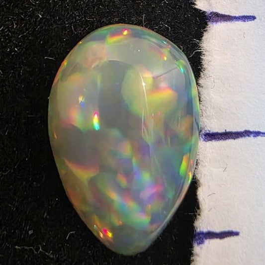 White Opal Ethiopian Welo, 2.45 ct pear polished, natural