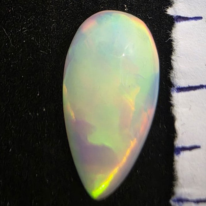 White Opal Ethiopian Welo, 4.4 ct pear polished, natural
