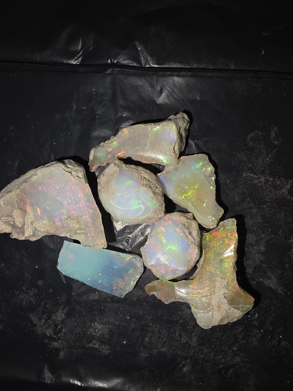 Micro-lot rough, 6 stones Mixed Opal Ethiopian Welo, 79 ct rough, natural