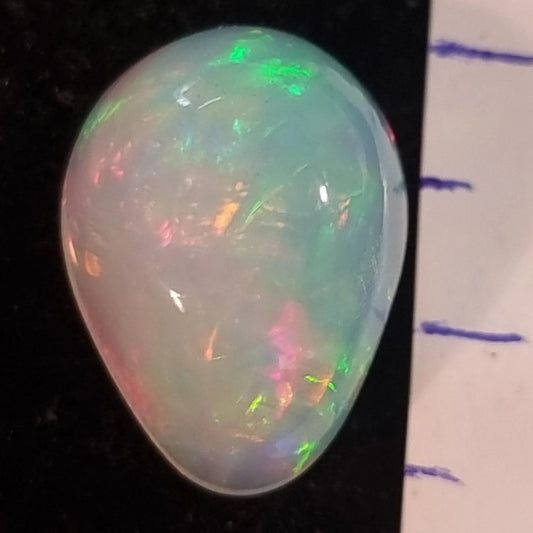 White Opal Ethiopian Welo, 6.25 ct pear polished, natural