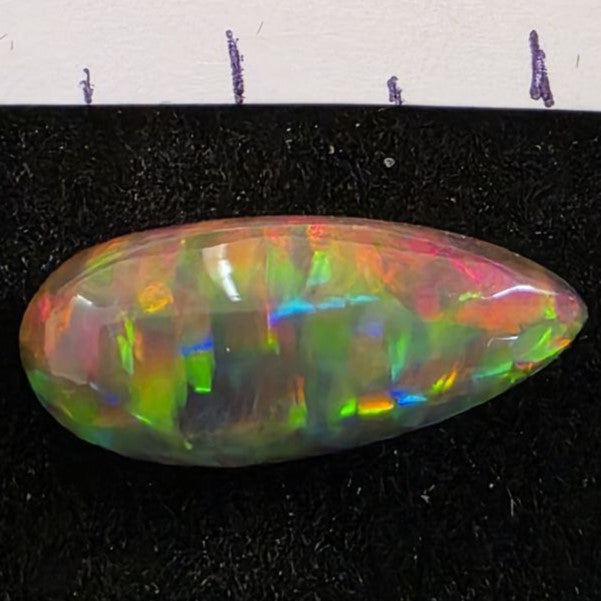 Perfect! Black Opal outstanding Ethiopian Welo, 3.45 ct pear polished, natural, intense Play-of-Colour