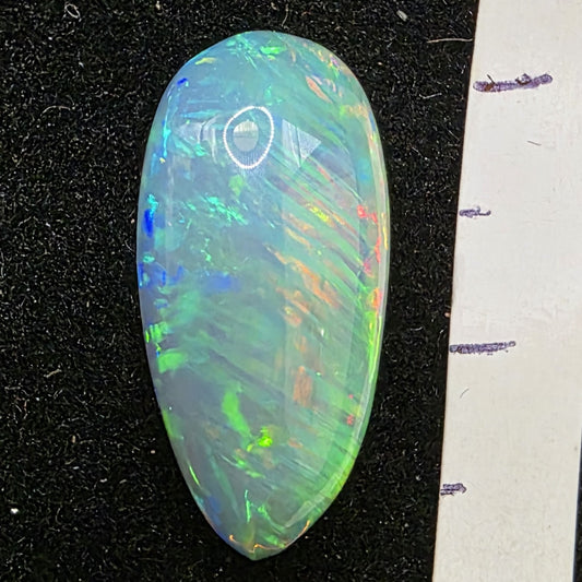 Black Opal special Ethiopian Welo, 5 ct pear polished, natural, intense Play-of-Colour