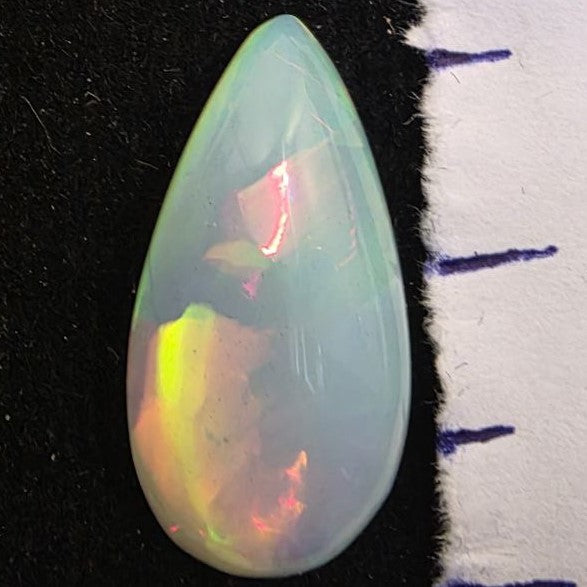 White Opal Ethiopian Welo, 4.4 ct pear polished, natural