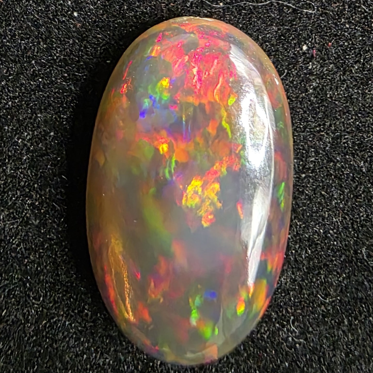 Black Opal special Ethiopian Welo, 4.55 ct oval polished, natural, intense Play-of-Colour
