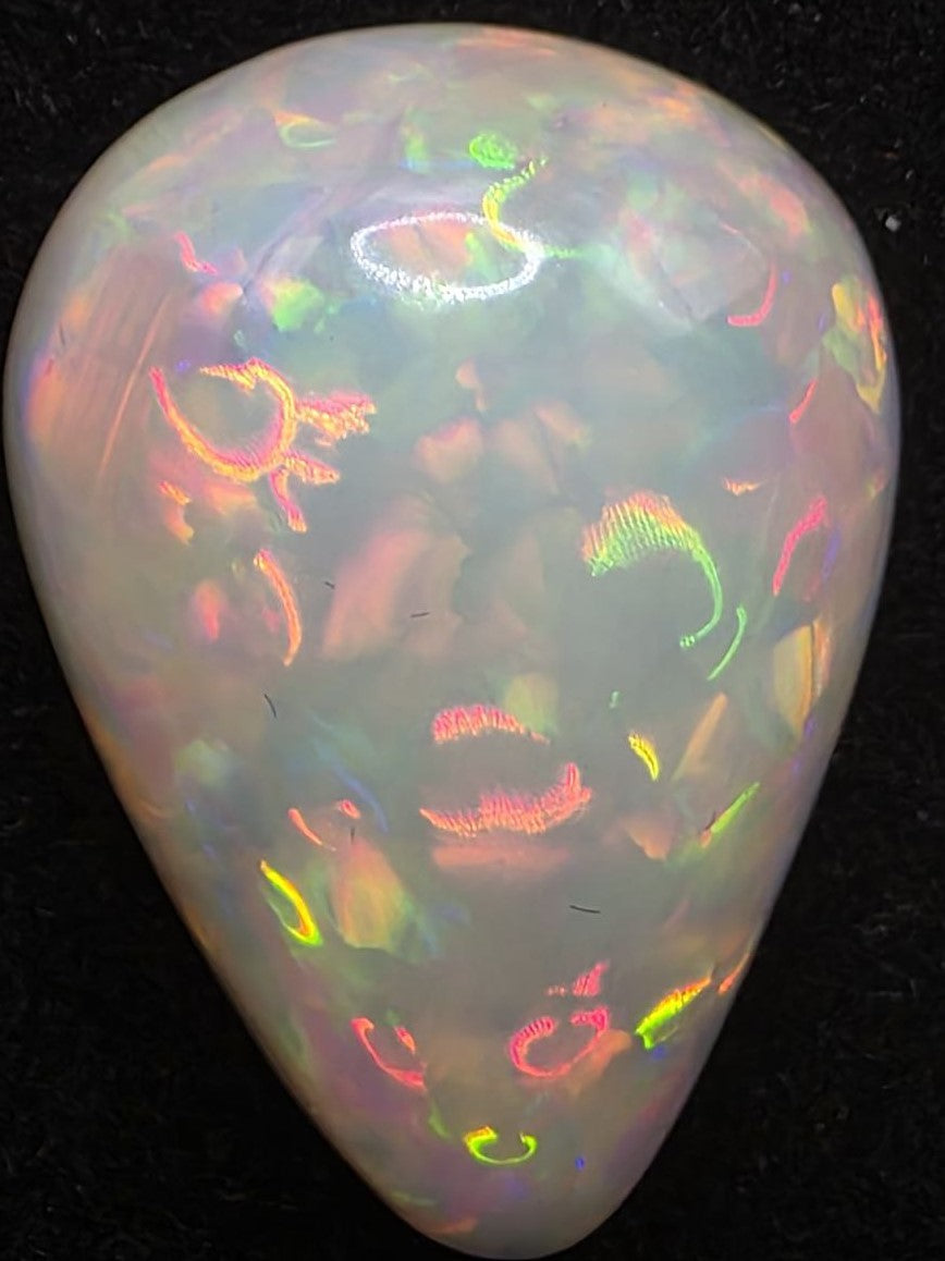 White Opal special Ethiopian Welo, 12.7 ct pear polished, natural