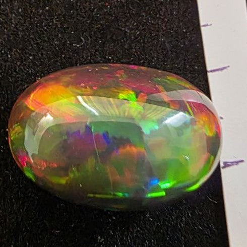 Perfect! Black Opal outstanding Ethiopian Welo, 19.45 ct oval polished, natural, intense Play-of-Colour