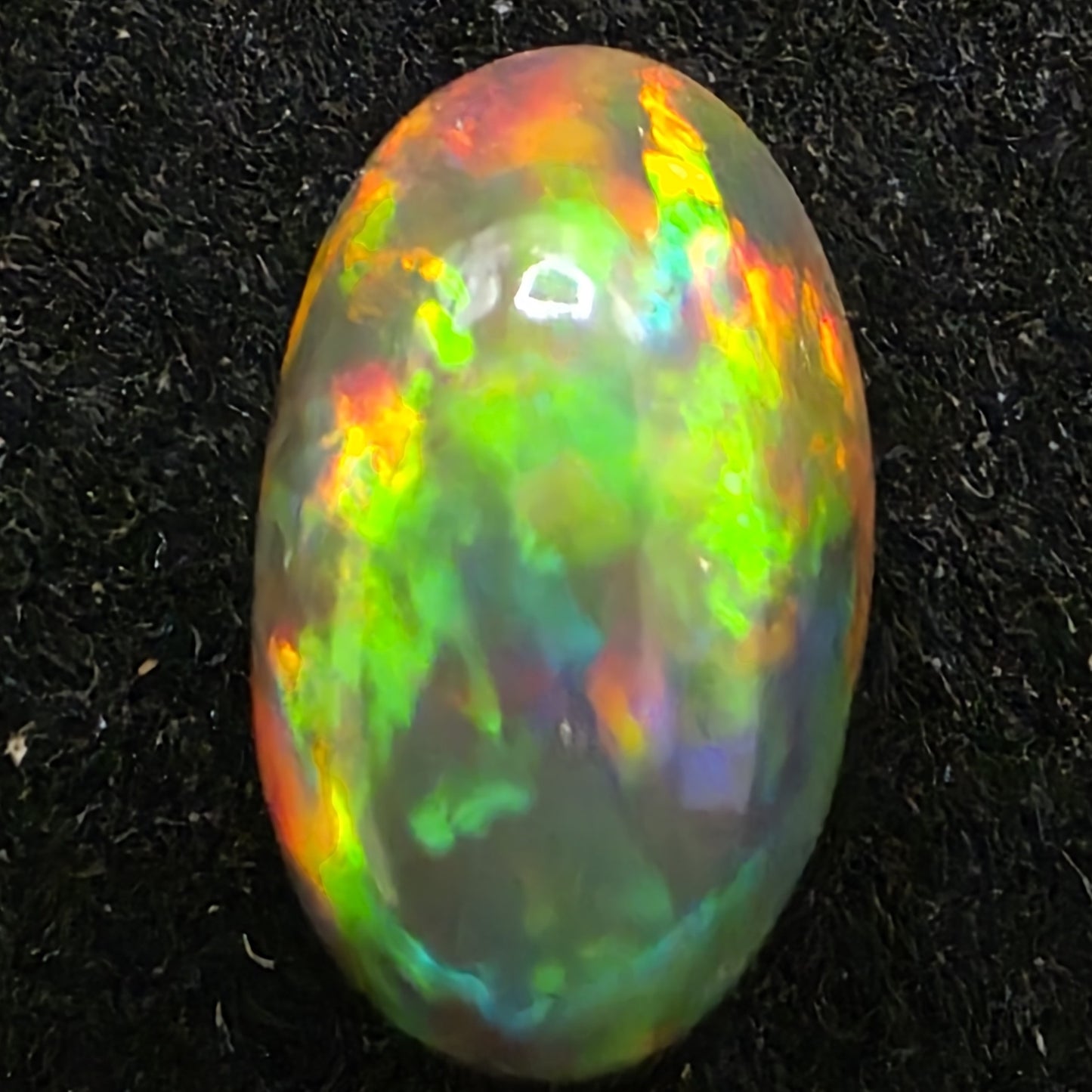 Black Opal special Ethiopian Welo, 3.6 ct oval polished, natural, intense Play-of-Colour