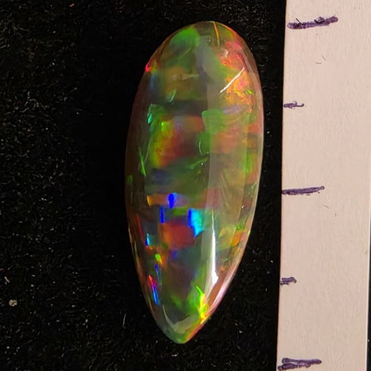 Perfect! Black Opal outstanding Ethiopian Welo, 3.45 ct pear polished, natural, intense Play-of-Colour