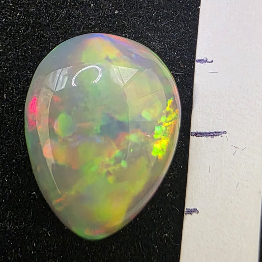 Black Opal special Ethiopian Welo, 3.85 ct pear polished, natural, intense Play-of-Colour