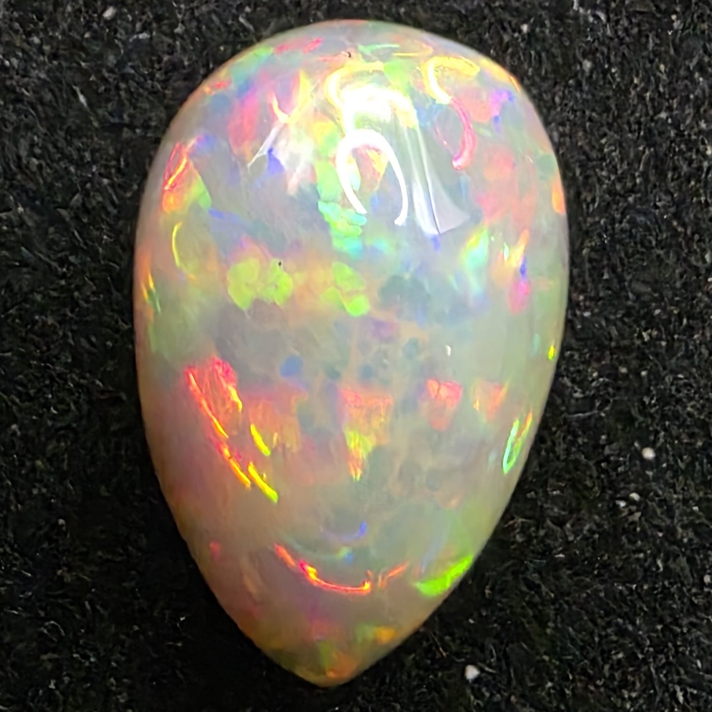 Black Opal special Ethiopian Welo, 3.55 ct pear polished, natural, intense Play-of-Colour