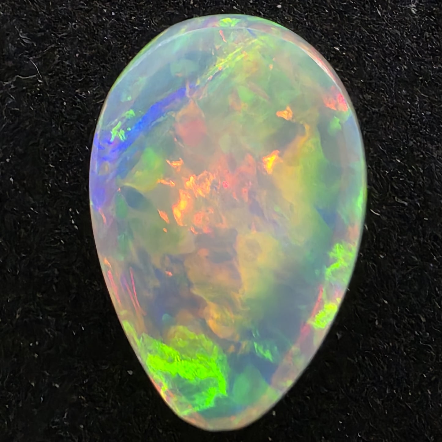 Black Opal special Ethiopian Welo, 17.95 ct pear polished, natural, intense Play-of-Colour