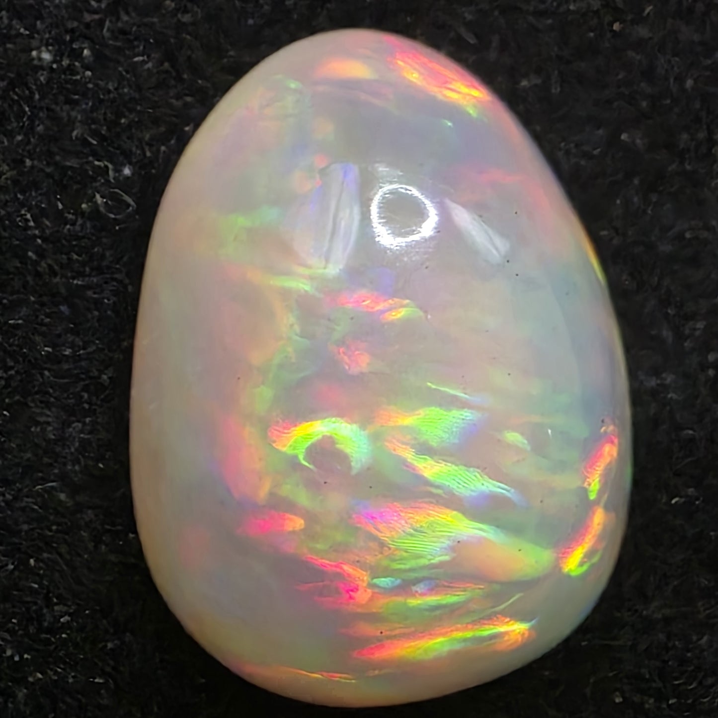 Black Opal special Ethiopian Welo, 11.5 ct pear polished, natural, intense Play-of-Colour
