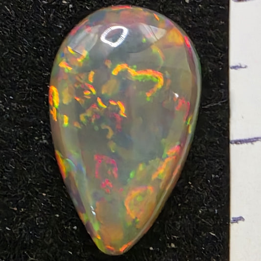 Black Opal special Ethiopian Welo, 3.45 ct pear polished, natural, intense Play-of-Colour