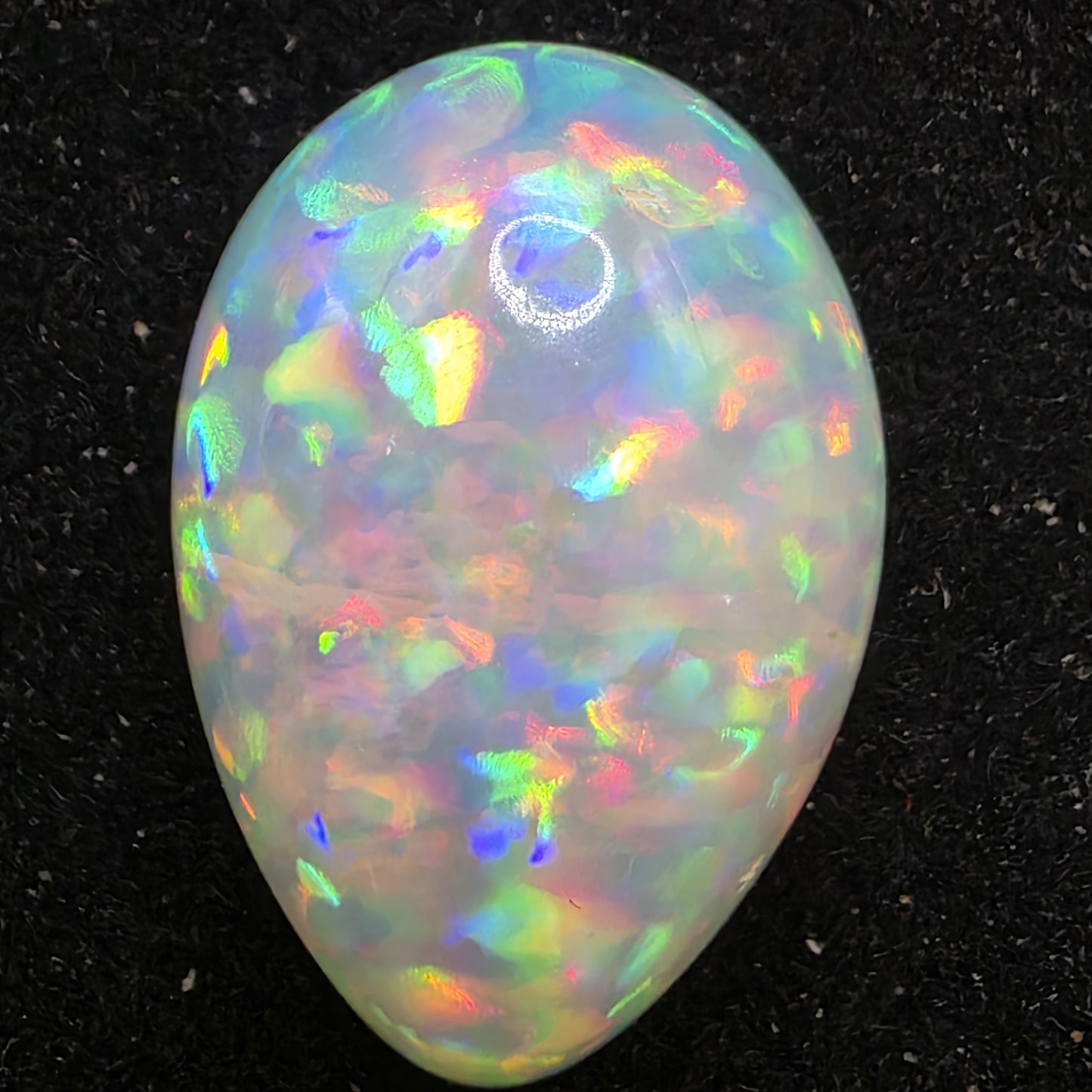 White Opal special Ethiopian Welo, 8.5 ct pear polished, natural, intense Play-of-Colour