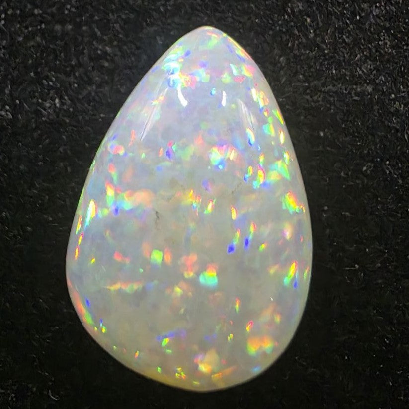 White Opal special Ethiopian Welo, 5.3 ct pear polished, natural, intense Play-of-Colour